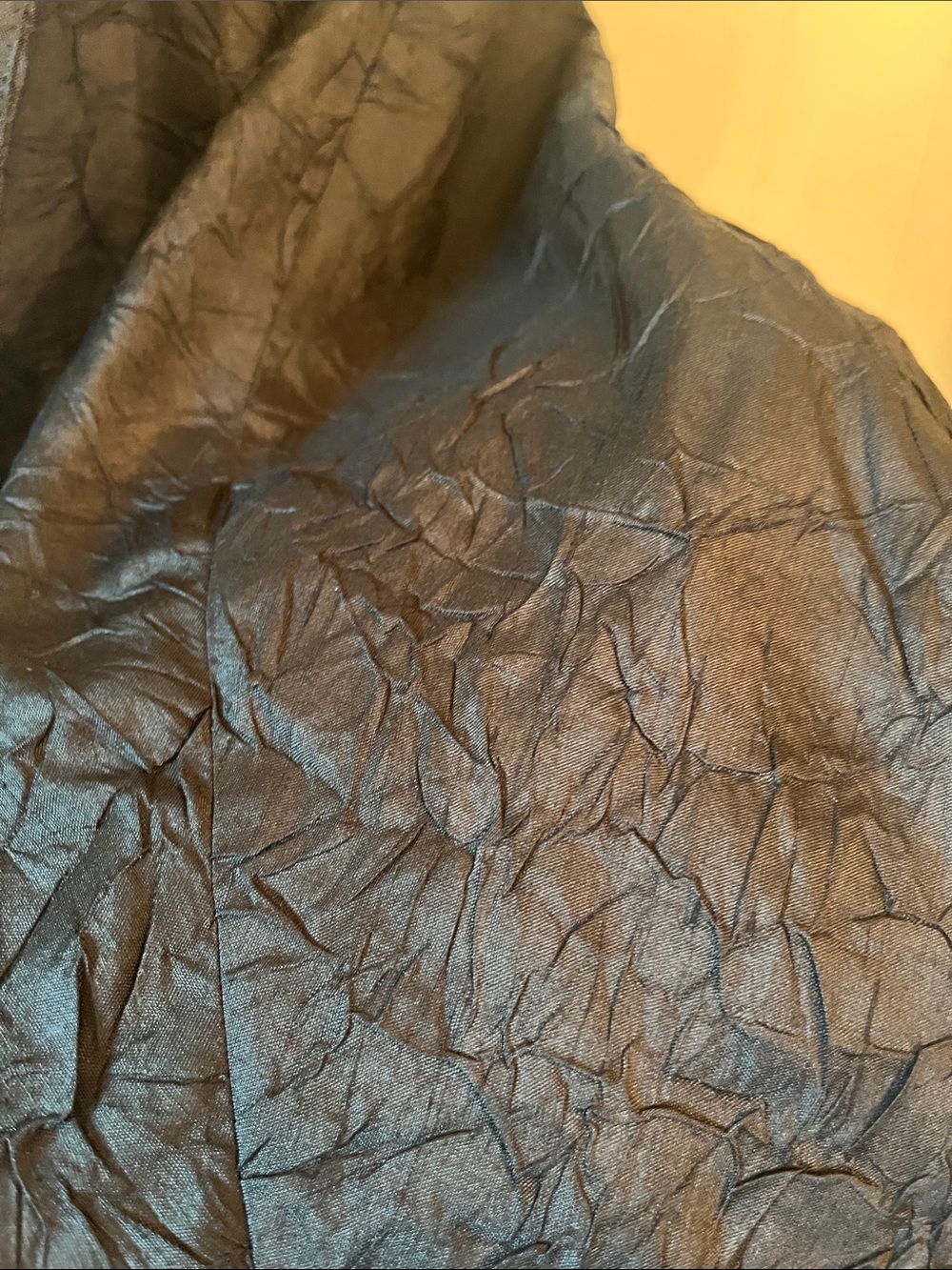 Eileen Fisher Black Crinkled Open Front Blazer - Picture 6 of 9